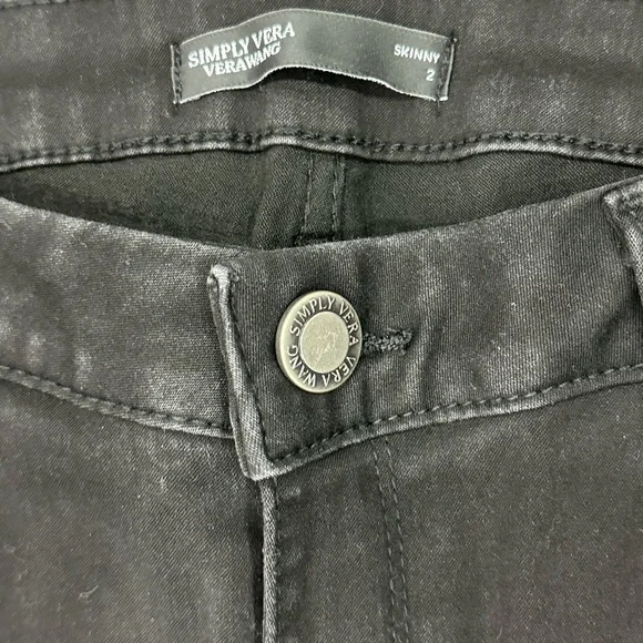 Women's Simply Vera Wang 2 XS Ankle Jeans Denim Black Skinny Stretch Slender - Picture 8 of 9